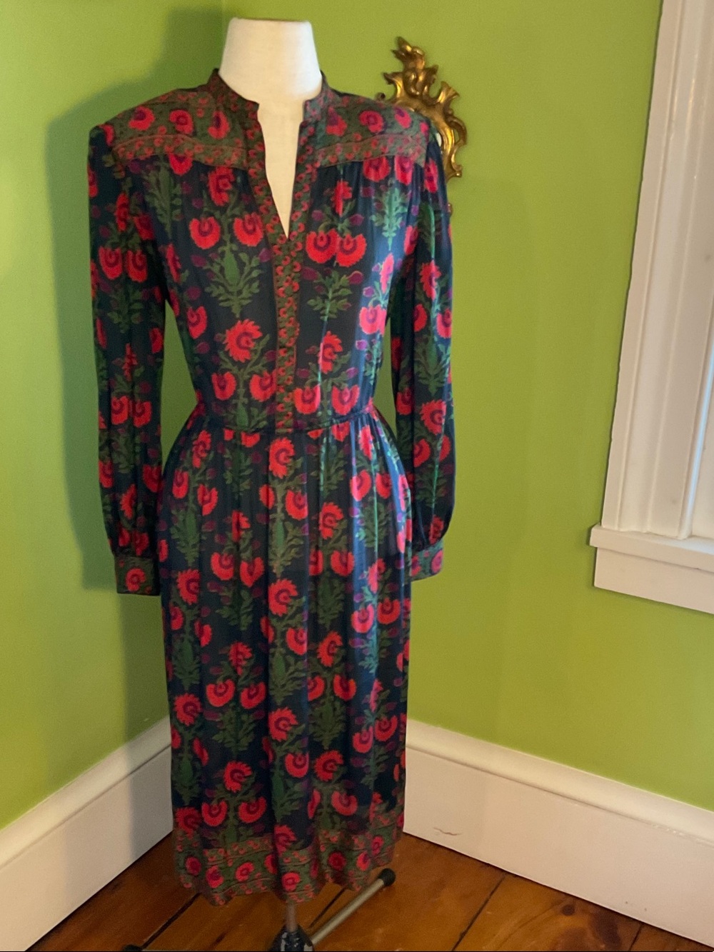 Judith Ann for Heiser-Egan vintage 80s block print silk dress - Picture 4 of 8